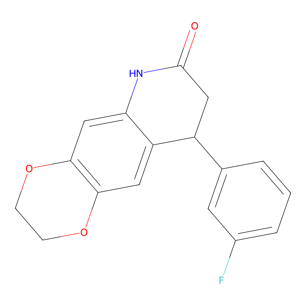 9-(3-fluorophenyl)-3,6,8,9-tetrahydro-2H-[1,4]dioxino[2,3-g]quinolin-7-one molecular structure, CAS 669712-43-0