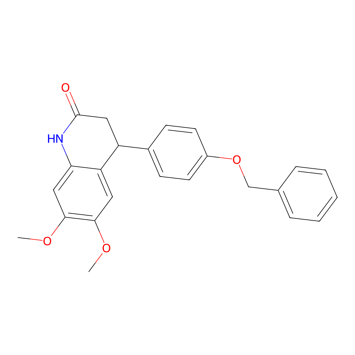 4-[4-(benzyloxy)phenyl]-6,7-dimethoxy-3,4-dihydroquinolin-2(1H)-one molecular structure, CAS 669712-63-4