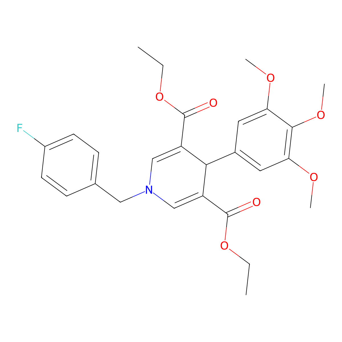 Diethyl 1-(4-fluorobenzyl)-4-(3,4,5-trimethoxyphenyl)-1,4-dihydropyridine-3,5-dicarboxylate molecular structure, CAS 669712-95-2
