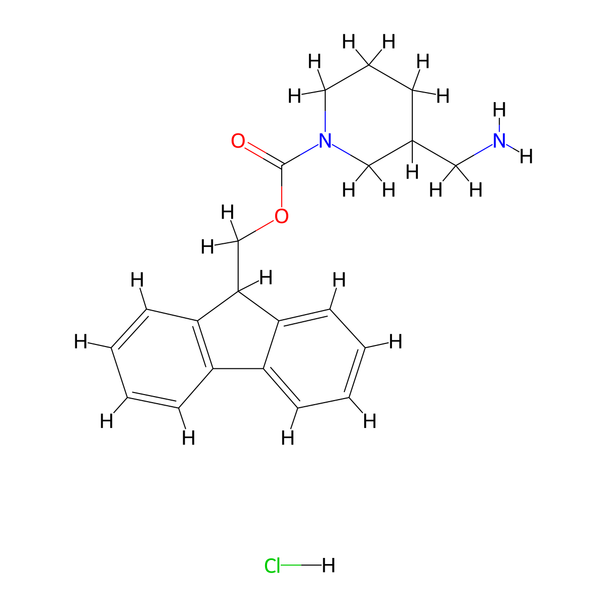 3-Aminomethyl-1-N-Fmoc-piperidine hydrochloride molecular structure, CAS 669713-56-8