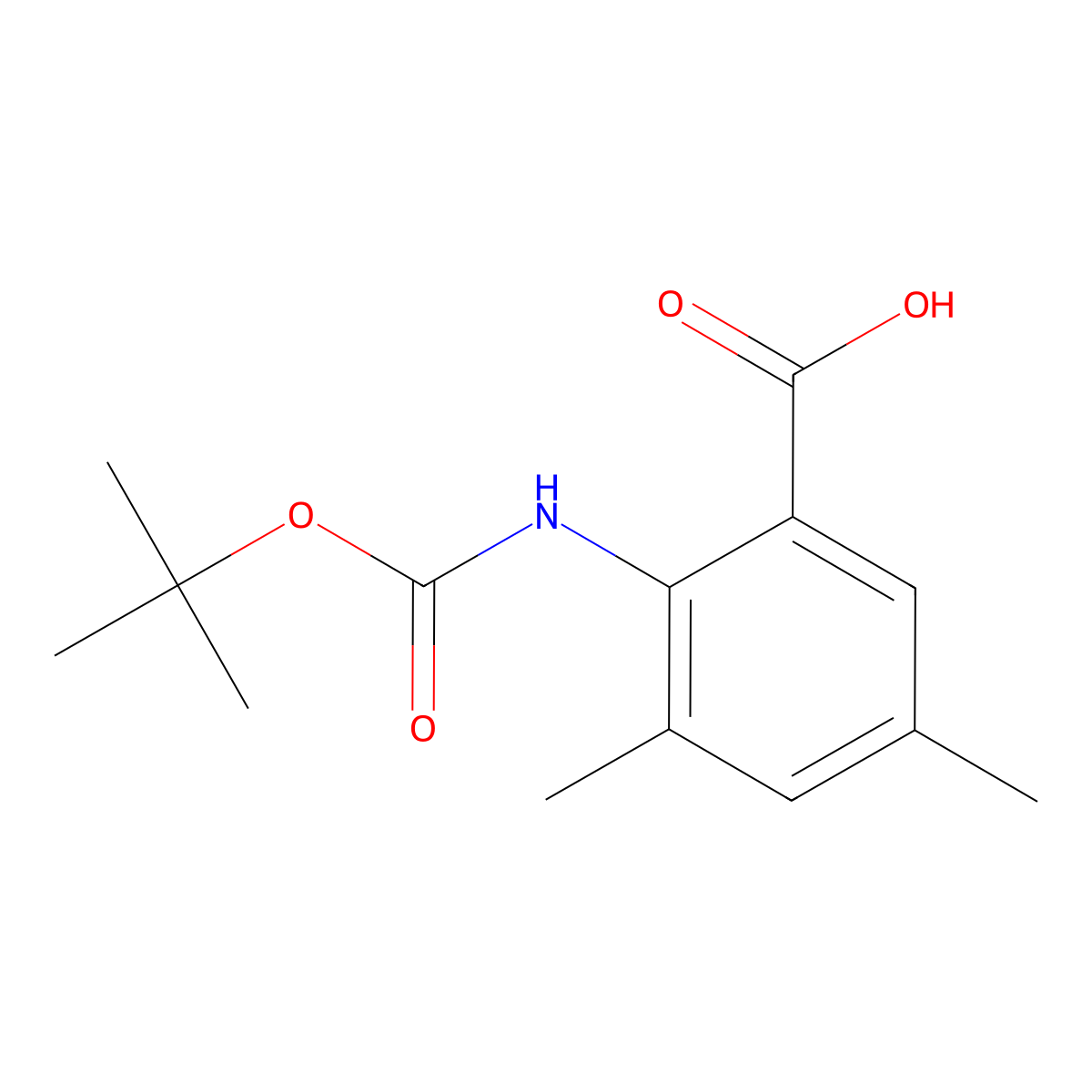 2-{[(Tert-butoxy)carbonyl]amino}-3,5-dimethylbenzoic acid molecular structure, CAS 669713-57-9