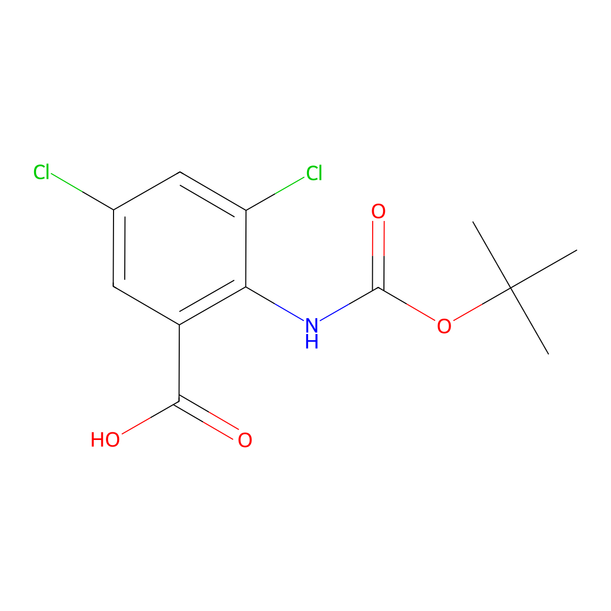 2-((tert-Butoxycarbonyl)amino)-3,5-dichlorobenzoic acid molecular structure, CAS 669713-58-0