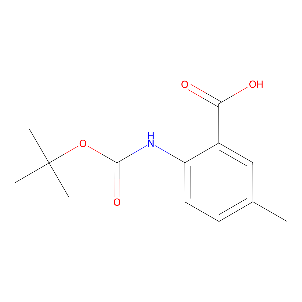 2-(tert-Butoxycarbonylamino)-5-methyl-benzoic acid molecular structure, CAS 669713-60-4