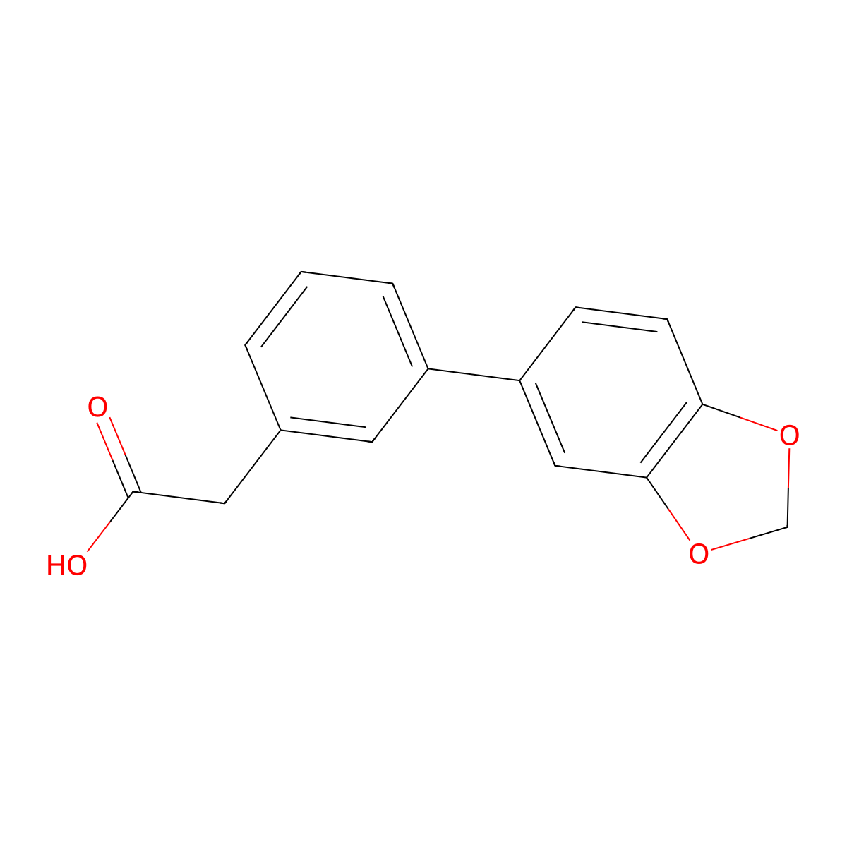 3-Biphenyl-[1,3]dioxol-5-yl-acetic acid molecular structure, CAS 669713-75-1