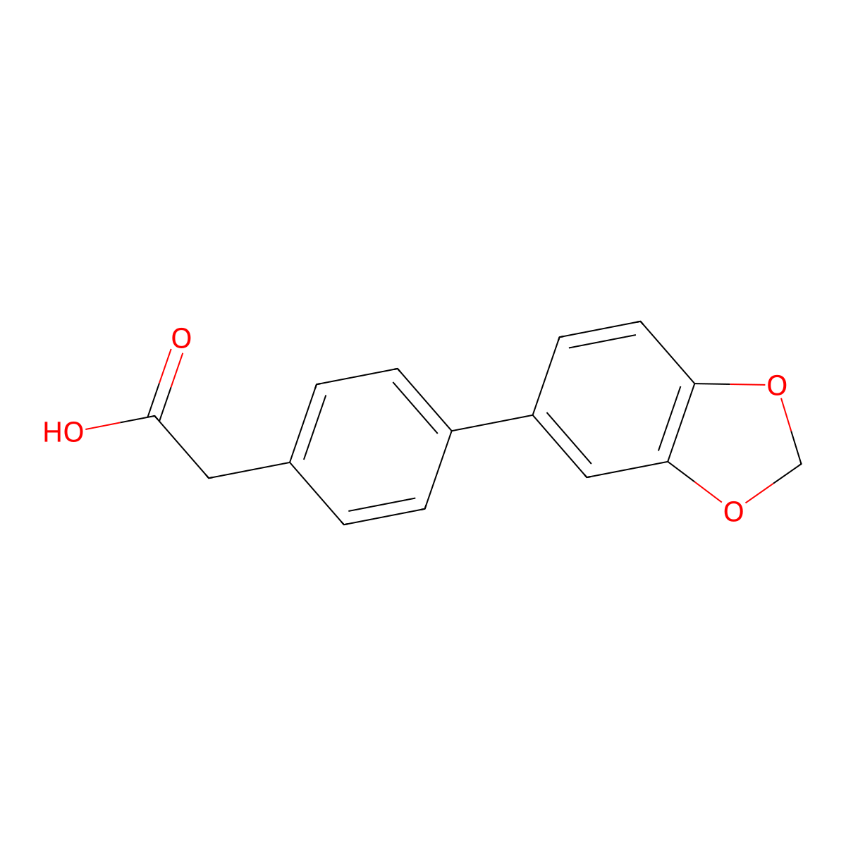 4-Biphenyl-[1,3]dioxol-5-yl-acetic acid molecular structure, CAS 669713-76-2