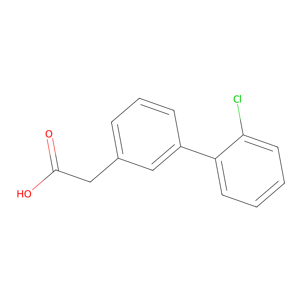 (2'-Chloro-biphenyl-3-yl)-acetic acid molecular structure, CAS 669713-78-4