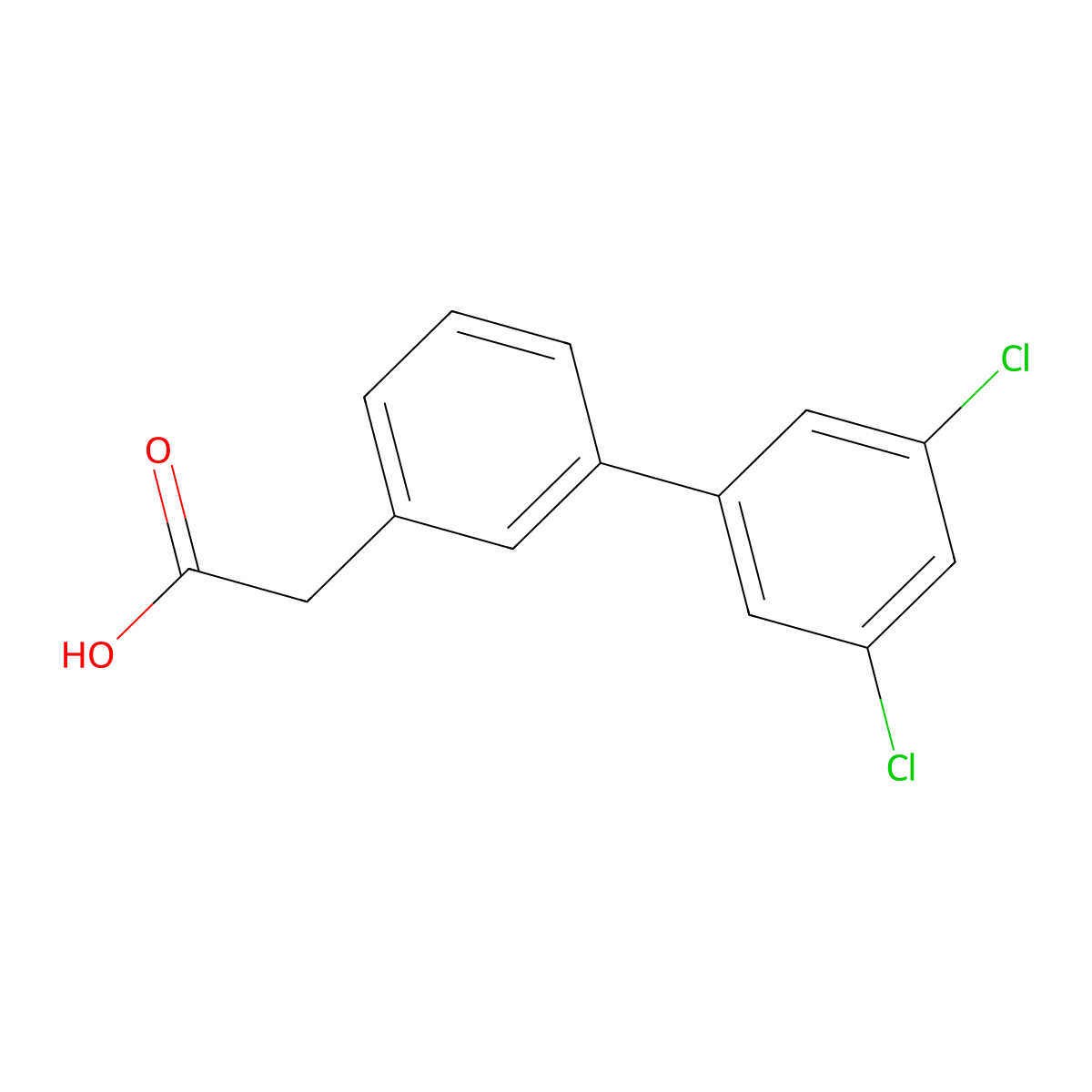 2-(3',5'-Dichloro-[1,1'-biphenyl]-3-yl)acetic acid molecular structure, CAS 669713-80-8