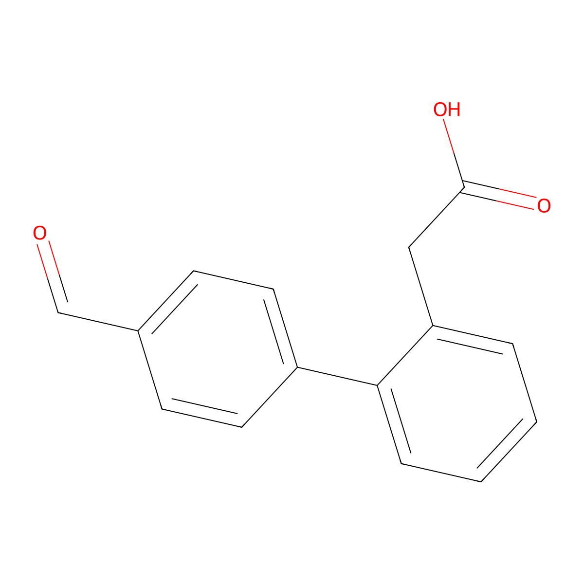 2-[2-(4-Formylphenyl)phenyl]acetic acid molecular structure, CAS 669713-88-6