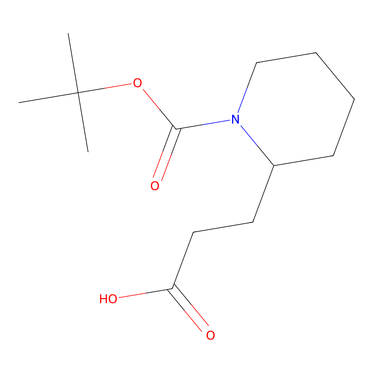 3-(1-(Tert-butoxycarbonyl)piperidin-2-yl)propanoic acid molecular structure, CAS 669713-96-6