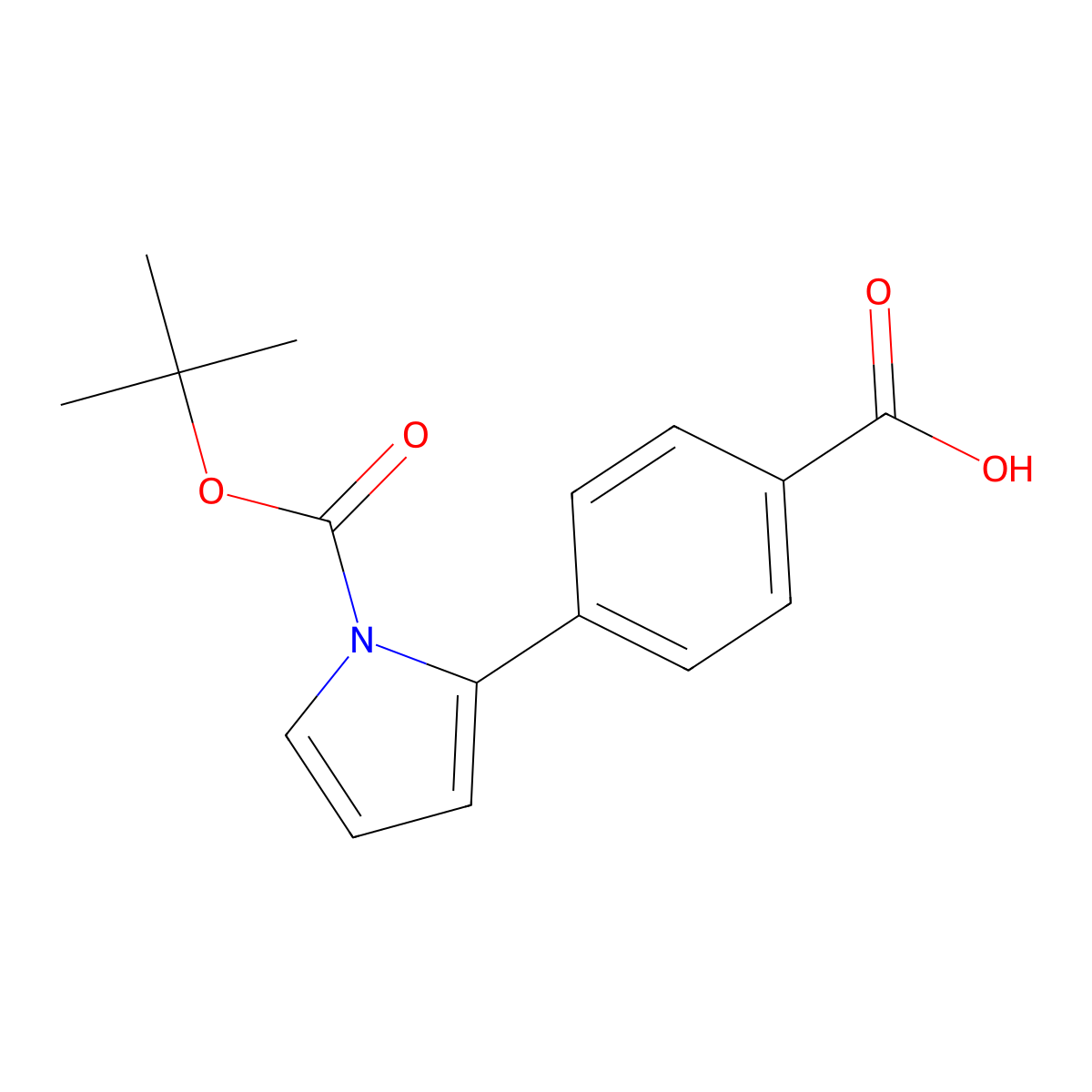 4-(1-(tert-butoxycarbonyl)-1H-pyrrol-2-yl)benzoic acid molecular structure, CAS 669713-98-8