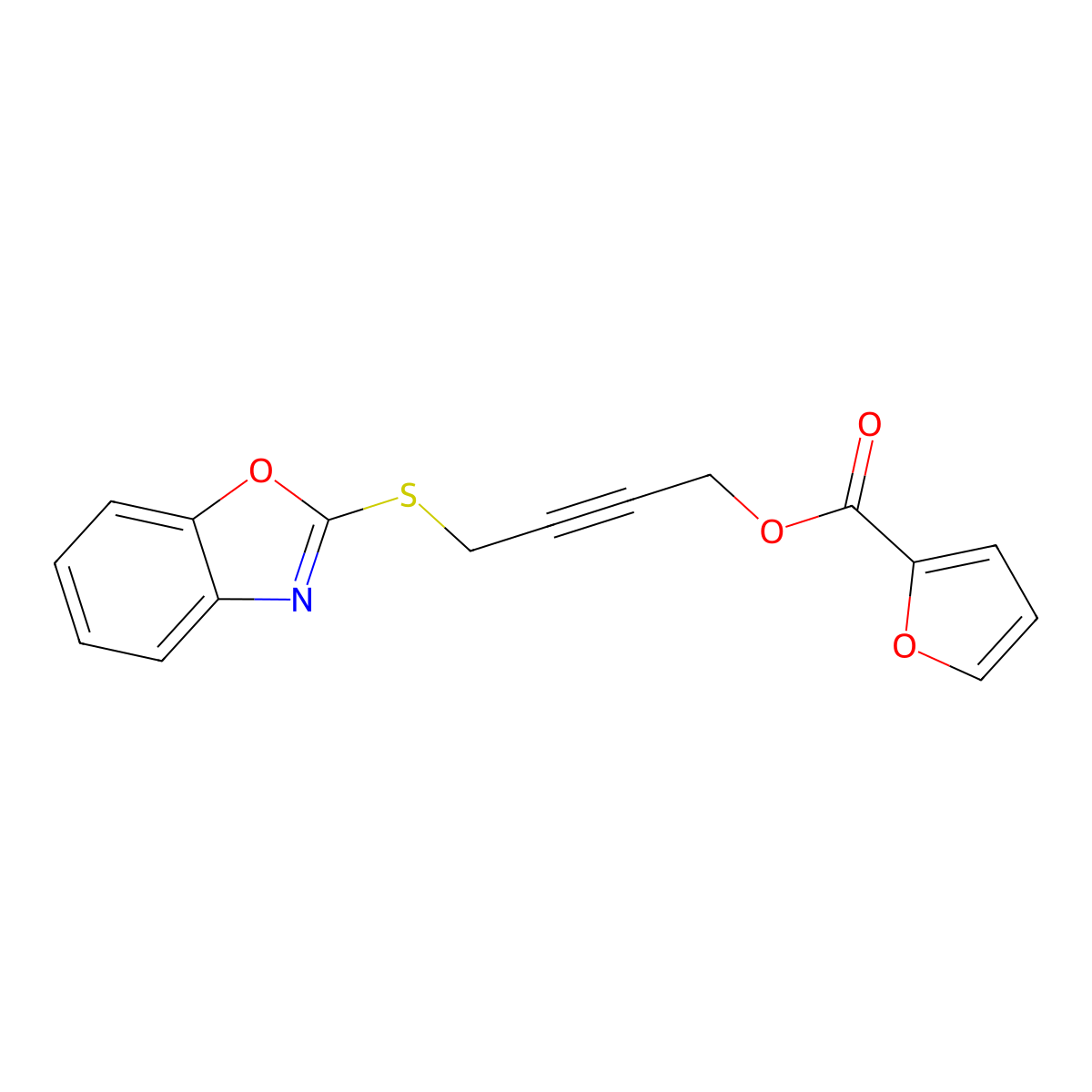 4-(Benzo[d]oxazol-2-ylthio)but-2-yn-1-yl furan-2-carboxylate molecular structure, CAS 669715-23-5