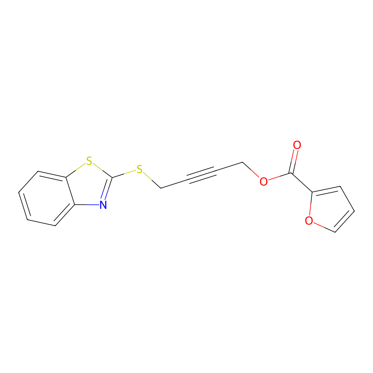 4-(1,3-Benzothiazol-2-ylsulfanyl)-2-butynyl 2-furoate molecular structure, CAS 669715-24-6