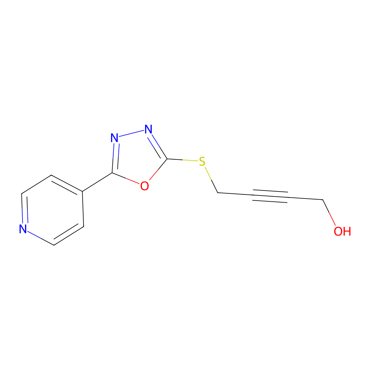 4-[(5-Pyridin-4-yl-1,3,4-oxadiazol-2-yl)sulfanyl]but-2-yn-1-ol molecular structure, CAS 669715-33-7