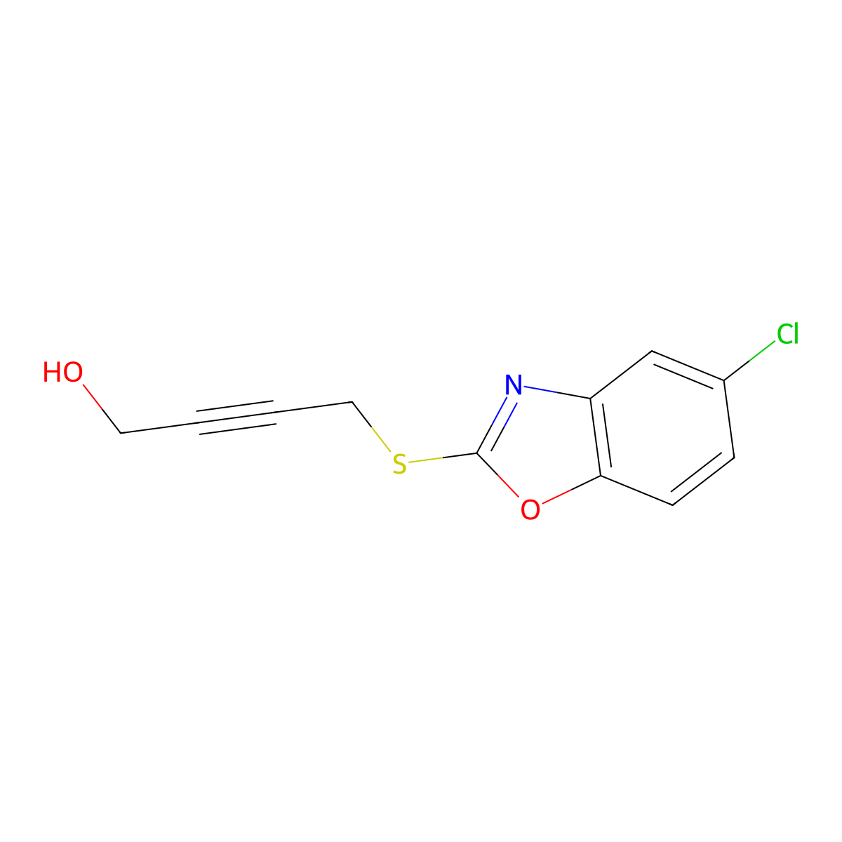 4-[(5-Chloro-1,3-benzoxazol-2-yl)sulfanyl]but-2-yn-1-ol molecular structure, CAS 669715-35-9