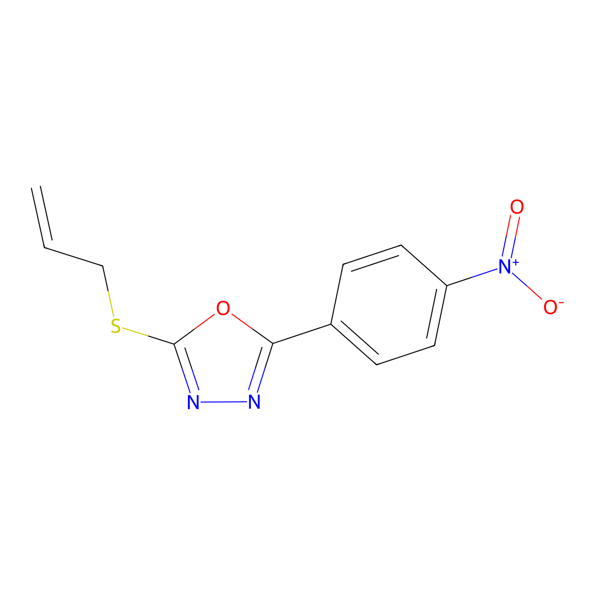 2-(4-Nitrophenyl)-5-(prop-2-en-1-ylsulfanyl)-1,3,4-oxadiazole molecular structure, CAS 669715-47-3