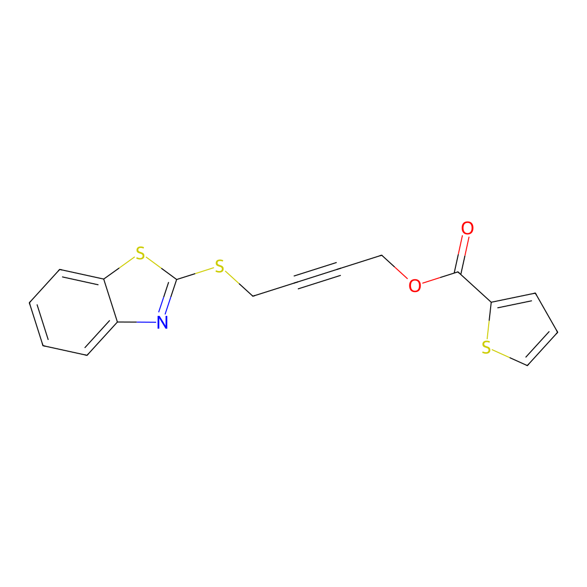 4-(1,3-Benzothiazol-2-ylsulfanyl)-2-butynyl 2-thiophenecarboxylate molecular structure, CAS 669715-50-8
