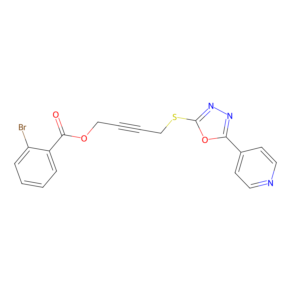 4-{[5-(Pyridin-4-yl)-1,3,4-oxadiazol-2-yl]sulfanyl}but-2-yn-1-yl 2-bromobenzoate molecular structure, CAS 669715-63-3