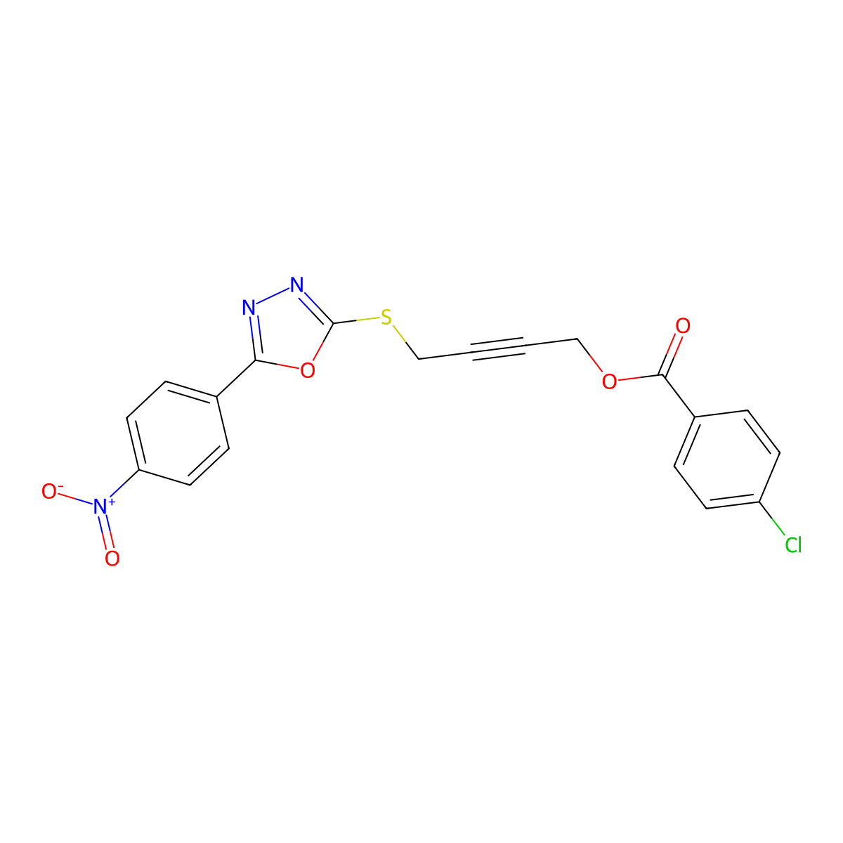 4-[[5-(4-Nitrophenyl)-1,3,4-oxadiazol-2-yl]sulfanyl]but-2-ynyl 4-chlorobenzoate molecular structure, CAS 669715-99-5