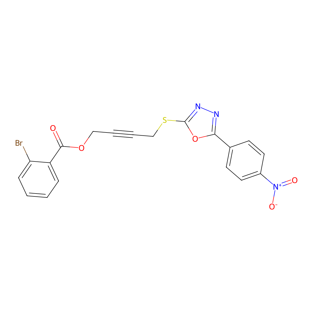 4-[[5-(4-Nitrophenyl)-1,3,4-oxadiazol-2-yl]sulfanyl]but-2-ynyl 2-bromobenzoate molecular structure, CAS 669716-24-9