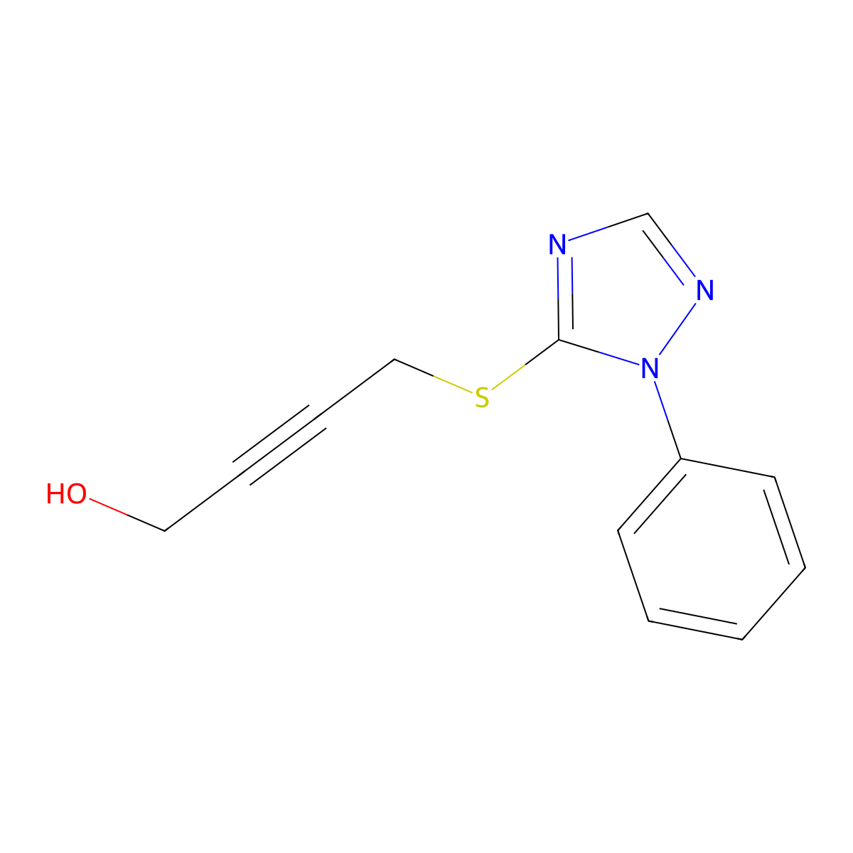 4-[(2-Phenyl-1,2,4-triazol-3-yl)sulfanyl]but-2-yn-1-ol molecular structure, CAS 669716-38-5