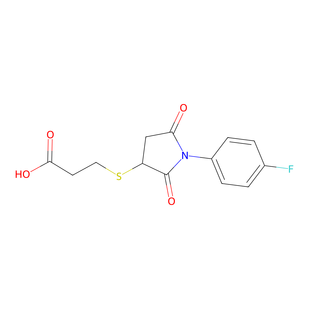 3-[1-(4-Fluorophenyl)-2,5-dioxoazolidin-3-ylthio]propanoic acid molecular structure, CAS 669716-50-1