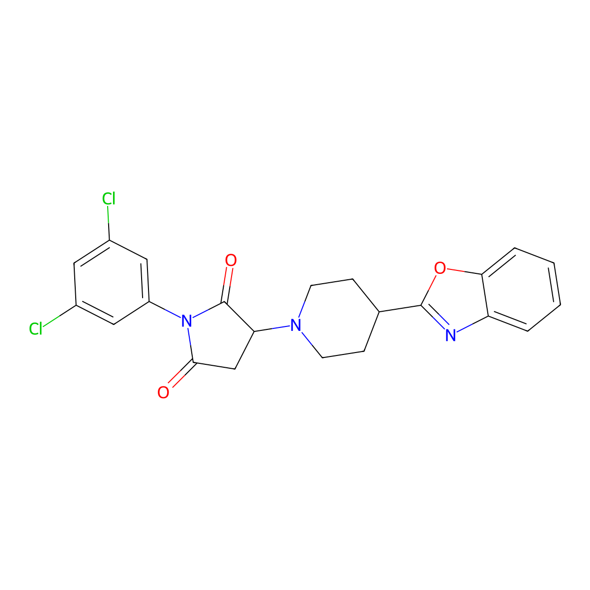 3-[4-(1,3-Benzoxazol-2-yl)piperidin-1-yl]-1-(3,5-dichlorophenyl)pyrrolidine-2,5-dione molecular structure, CAS 669716-63-6