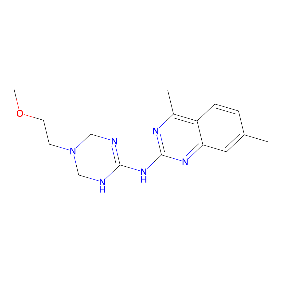 (4,7-dimethylquinazolin-2-yl)[3-(2-methoxyethyl)(1,2-dihydro-4H-1,3,5-triazin-6-yl)]amine molecular structure, CAS 669717-75-3