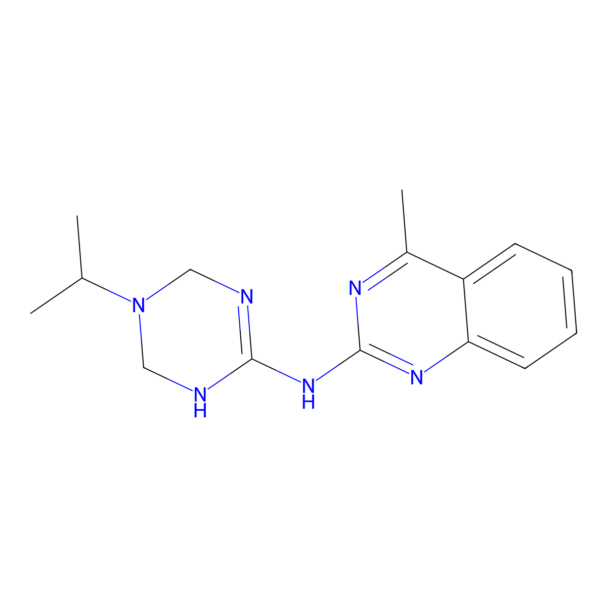 N-(5-isopropyl-1,4,5,6-tetrahydro-1,3,5-triazin-2-yl)-N-(4-methyl-2-quinazolinyl)amine molecular structure, CAS 669717-90-2