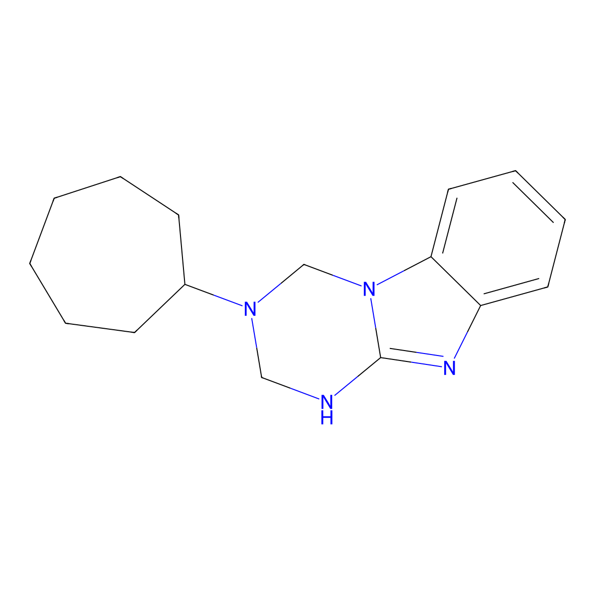 3-Cycloheptyl-1,2,3,4-tetrahydro[1,3,5]triazino[1,2-a]benzimidazole molecular structure, CAS 669718-04-1