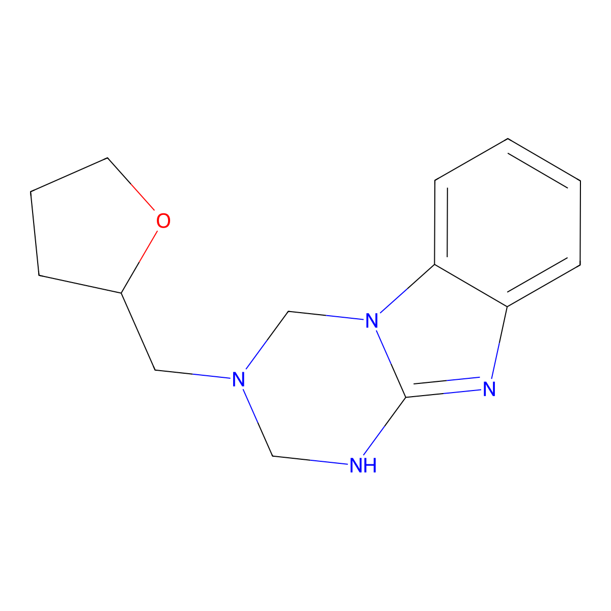 3-(Tetrahydrofuran-2-ylmethyl)-1,2,3,4-tetrahydro[1,3,5]triazino[1,2-a]benzimidazole molecular structure, CAS 669718-14-3