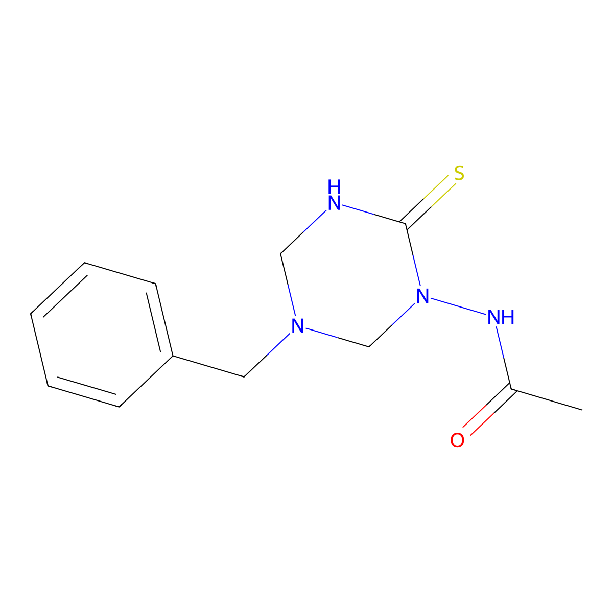 N-(5-benzyl-2-thioxo-1,3,5-triazinan-1-yl)acetamide molecular structure, CAS 669718-19-8