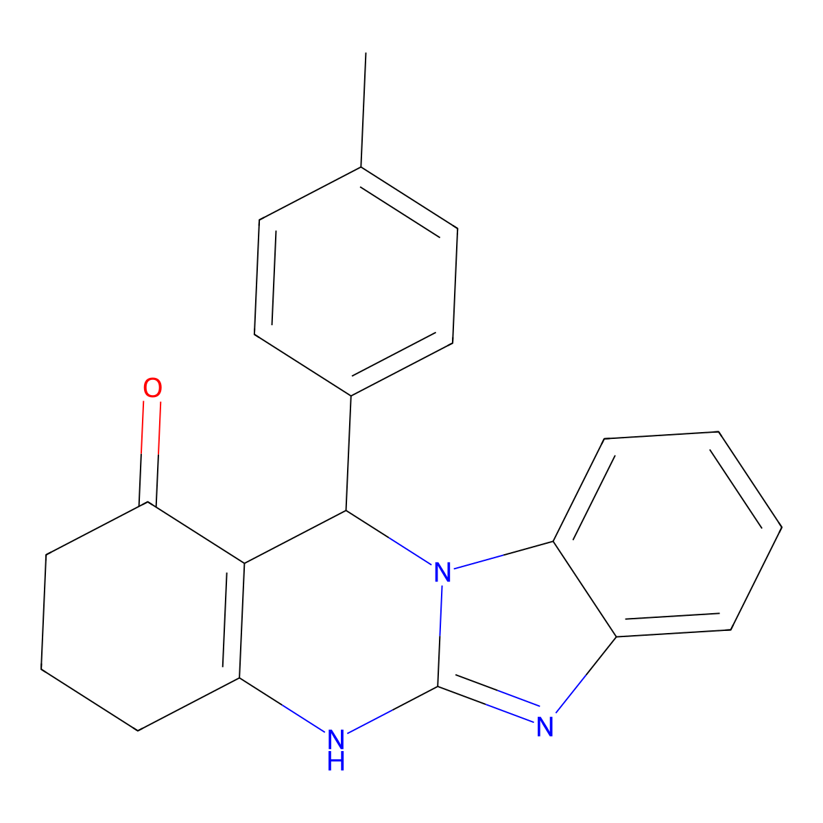 12-(4-methylphenyl)-3,4,5,12-tetrahydrobenzimidazo[2,1-b]quinazolin-1(2H)-one molecular structure, CAS 669718-27-8