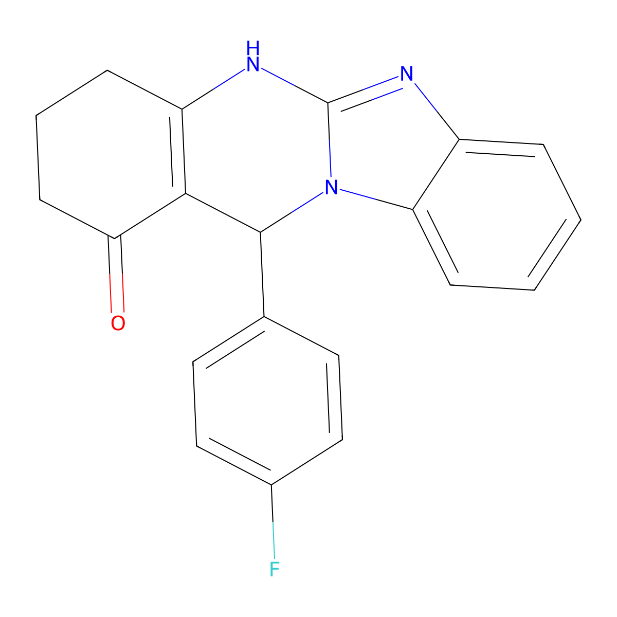 12-(4-fluorophenyl)-3,4,5,12-tetrahydrobenzimidazo[2,1-b]quinazolin-1(2H)-one molecular structure, CAS 669718-29-0