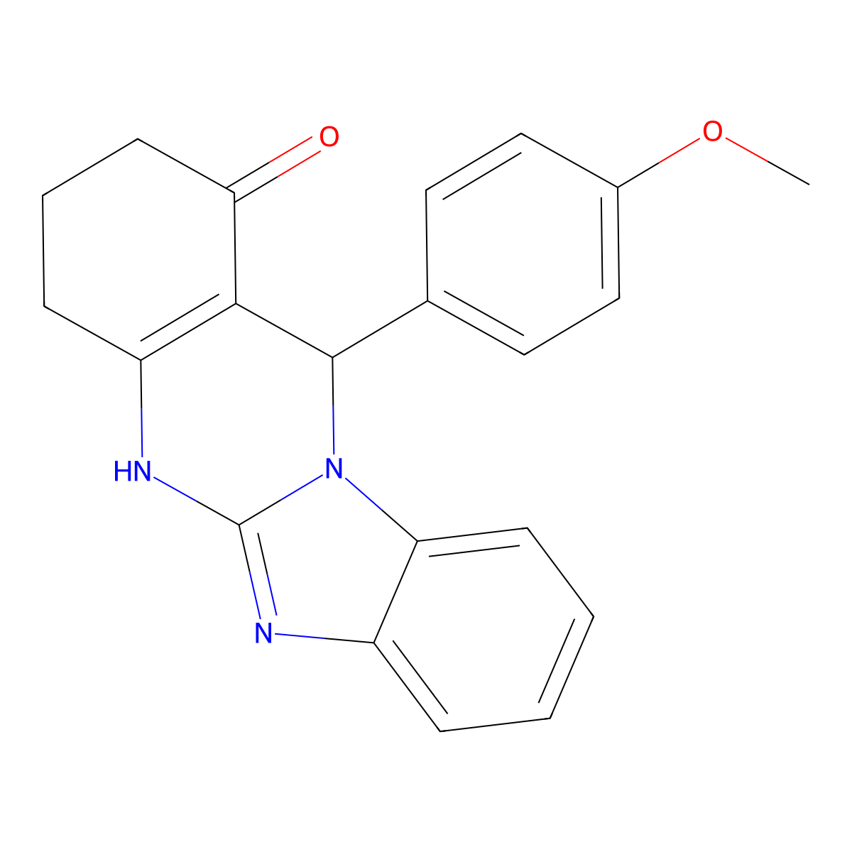12-(4-methoxyphenyl)-3,4,5,12-tetrahydrobenzimidazo[2,1-b]quinazolin-1(2H)-one molecular structure, CAS 669718-31-4