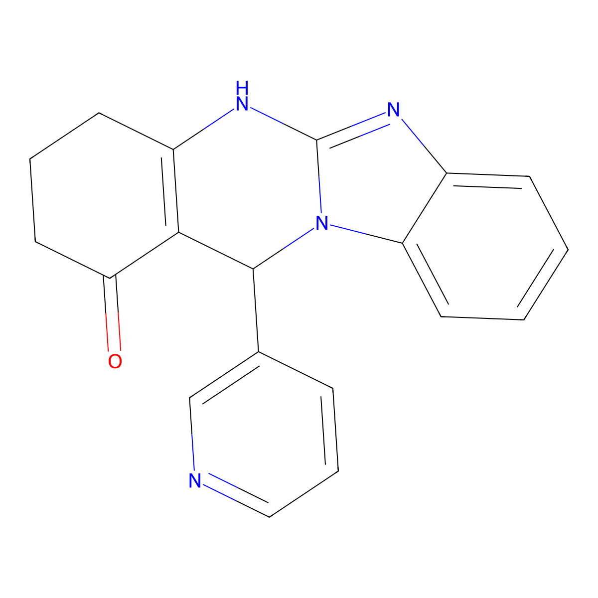 12-(pyridin-3-yl)-3,4,5,12-tetrahydrobenzimidazo[2,1-b]quinazolin-1(2H)-one molecular structure, CAS 669718-32-5