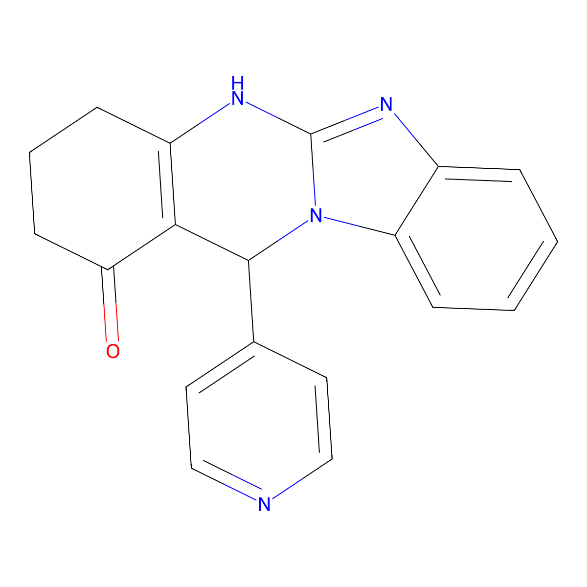 12-(pyridin-4-yl)-3,4,5,12-tetrahydrobenzimidazo[2,1-b]quinazolin-1(2H)-one molecular structure, CAS 669718-33-6