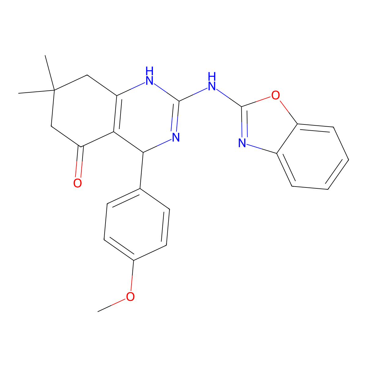 2-(1,3-Benzoxazol-2-ylamino)-4-(4-methoxyphenyl)-7,7-dimethyl-4,6,7,8-tetrahydroquinazolin-5-ol molecular structure, CAS 669718-42-7