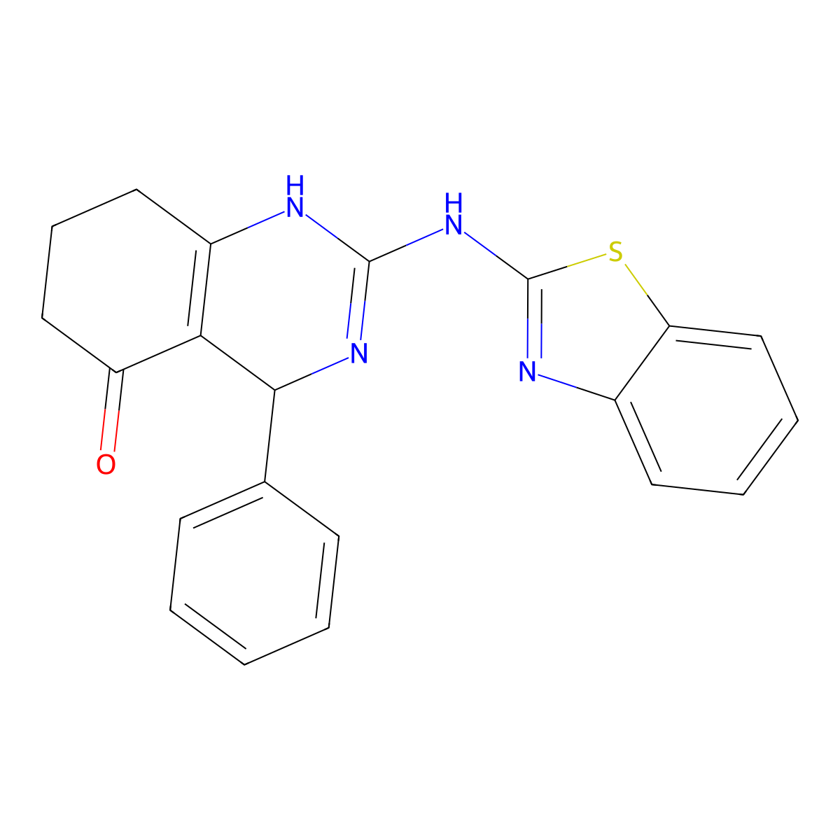 2-(1,3-benzothiazol-2-ylamino)-4-phenyl-4,6,7,8-tetrahydroquinazolin-5(1H)-one molecular structure, CAS 669718-43-8