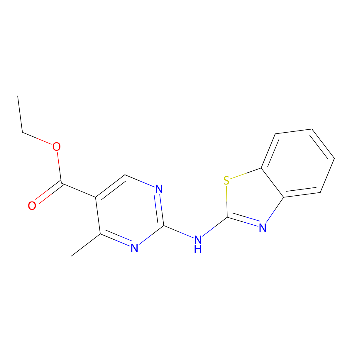 Ethyl 2-(1,3-benzothiazol-2-ylamino)-4-methylpyrimidine-5-carboxylate molecular structure, CAS 669718-54-1