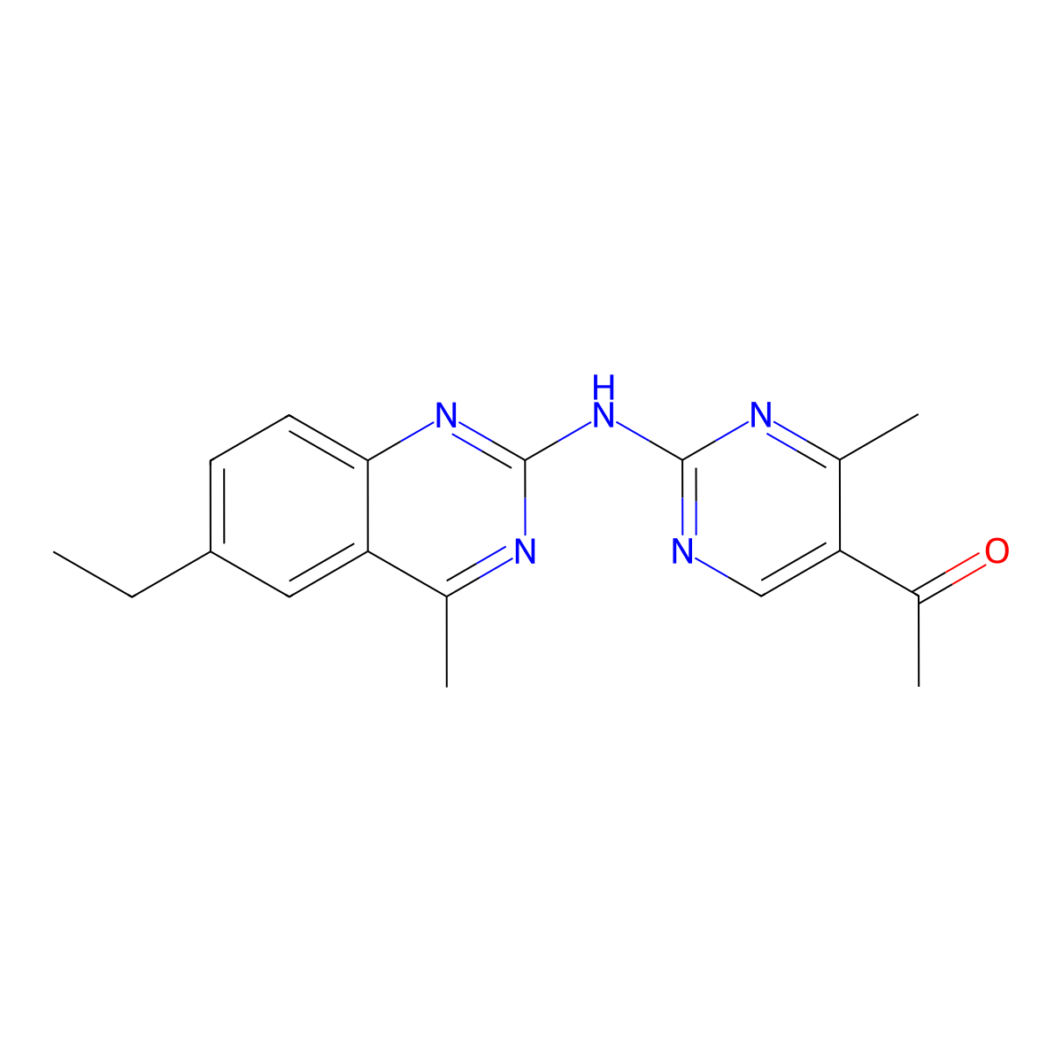 1-[2-[(6-Ethyl-4-methylquinazolin-2-yl)amino]-4-methylpyrimidin-5-yl]ethanone molecular structure, CAS 669718-62-1