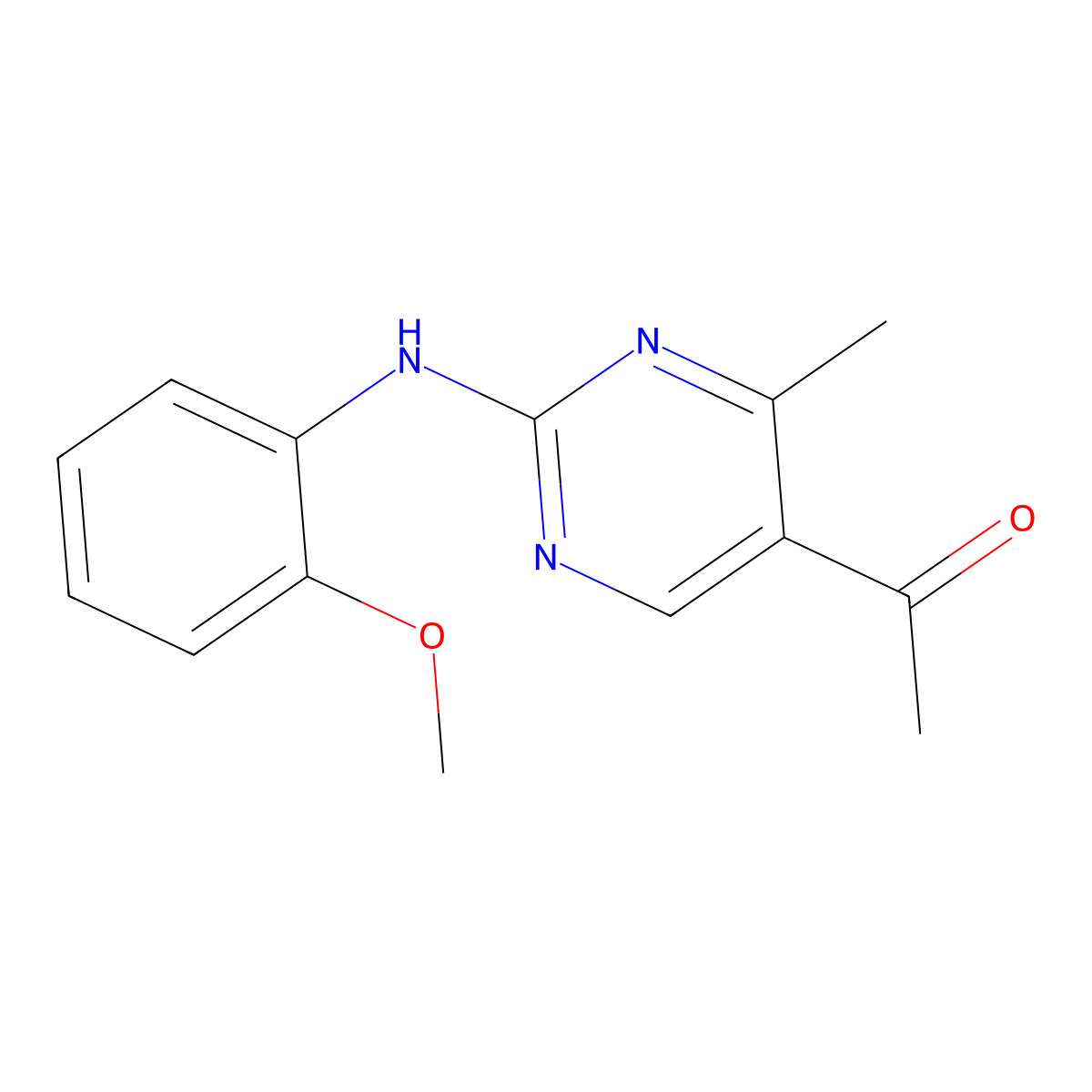 5-Acetyl-2-[(2-methoxyphenyl)amino]-4-methylpyrimidine molecular structure, CAS 669718-70-1
