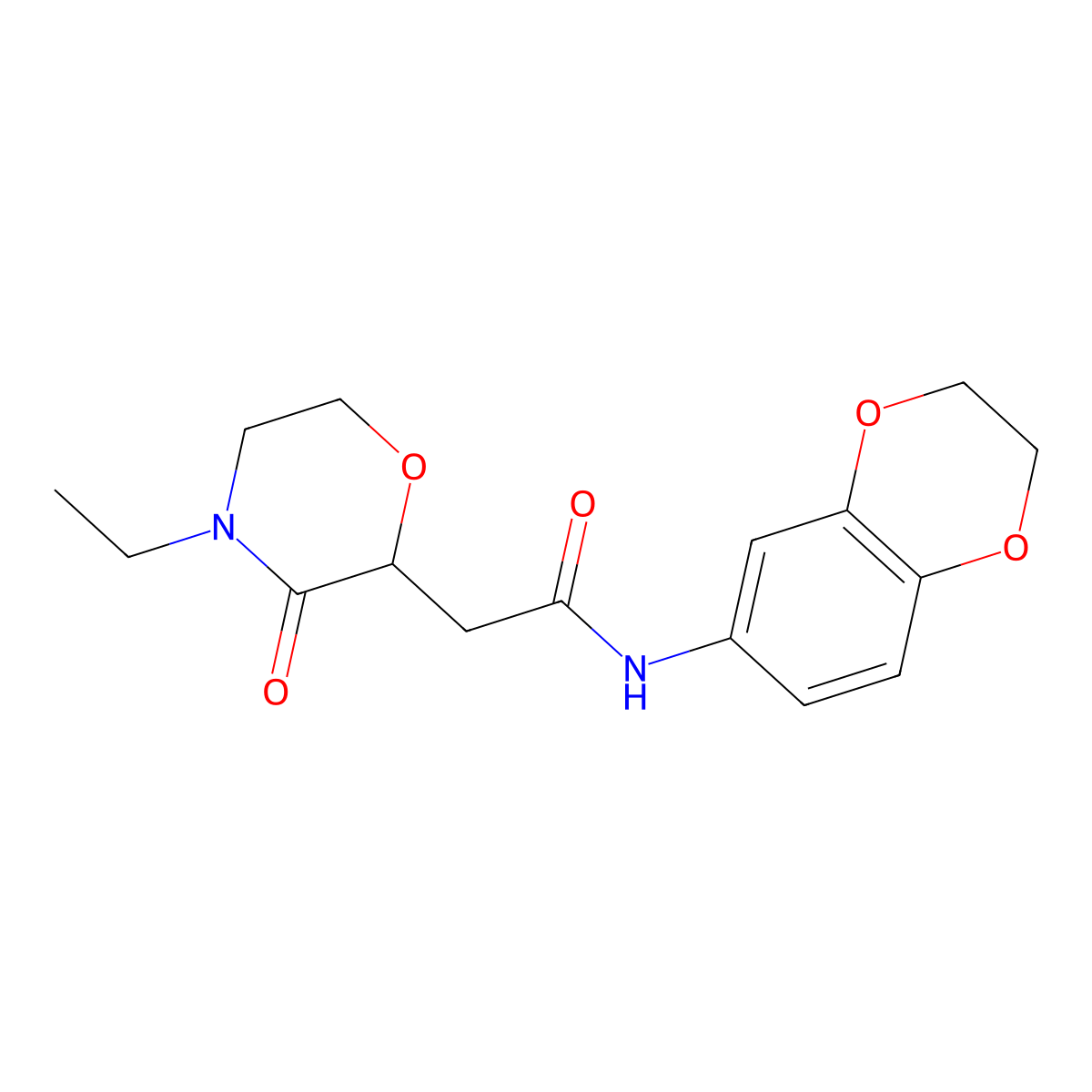 N-(2,3-dihydro-1,4-benzodioxin-6-yl)-2-(4-ethyl-3-oxomorpholin-2-yl)acetamide molecular structure, CAS 669718-87-0