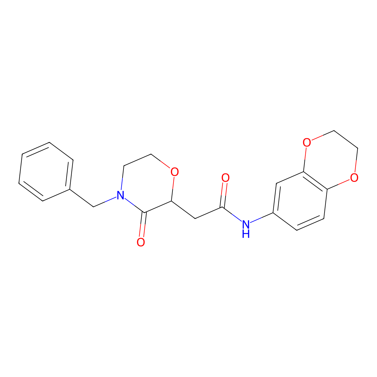 2-(4-benzyl-3-oxomorpholin-2-yl)-N-(2,3-dihydro-1,4-benzodioxin-6-yl)acetamide molecular structure, CAS 669718-88-1
