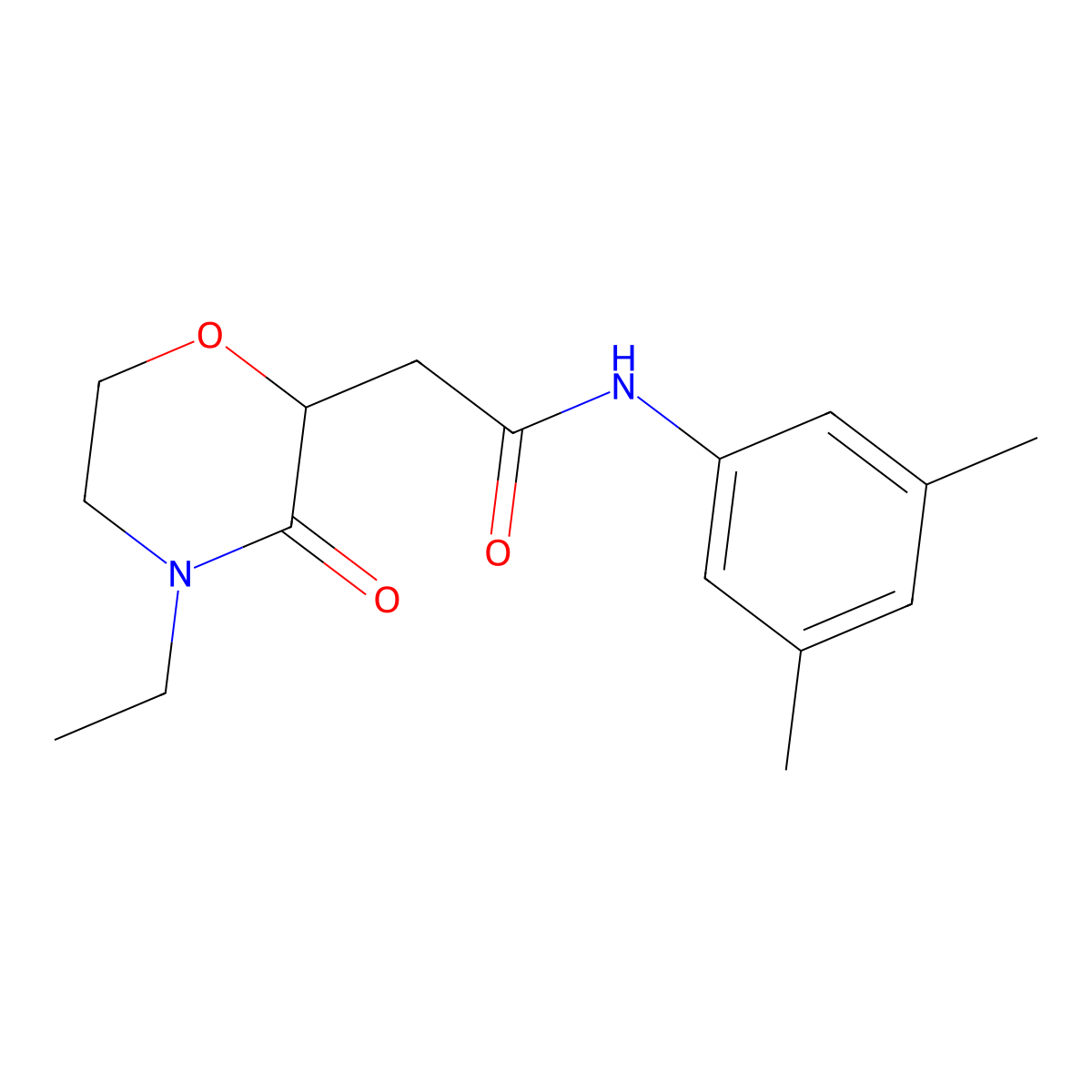 N-(3,5-dimethylphenyl)-2-(4-ethyl-3-oxomorpholin-2-yl)acetamide molecular structure, CAS 669718-91-6