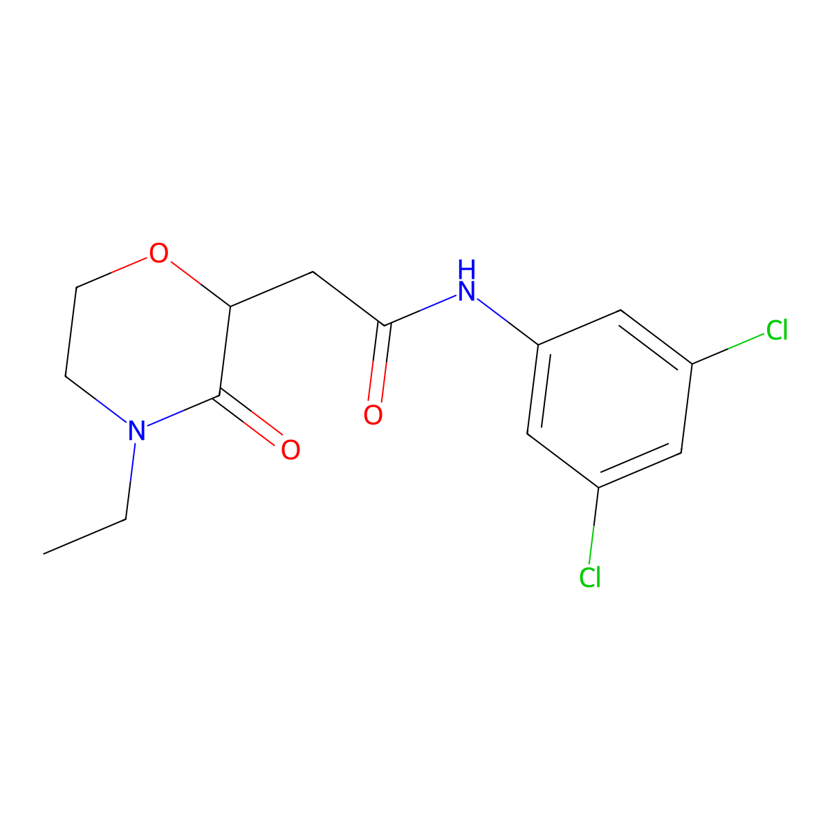 N-(3,5-dichlorophenyl)-2-(4-ethyl-3-oxomorpholin-2-yl)acetamide molecular structure, CAS 669718-92-7