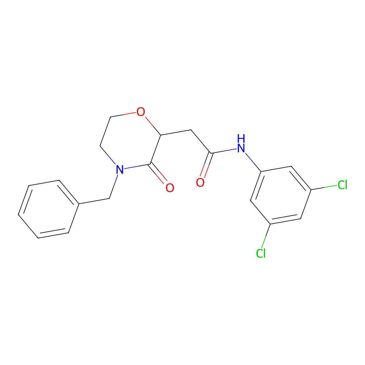 2-(4-benzyl-3-oxomorpholin-2-yl)-N-(3,5-dichlorophenyl)acetamide molecular structure, CAS 669718-93-8
