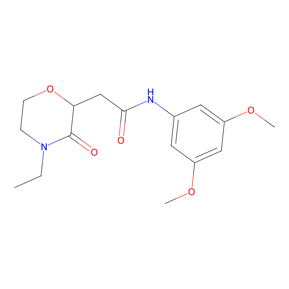 N-(3,5-dimethoxyphenyl)-2-(4-ethyl-3-oxomorpholin-2-yl)acetamide molecular structure, CAS 669718-94-9