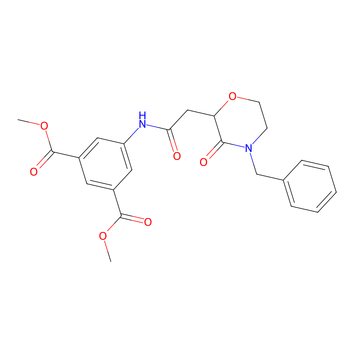 Dimethyl 5-{[(4-benzyl-3-oxomorpholin-2-yl)acetyl]amino}benzene-1,3-dicarboxylate molecular structure, CAS 669718-96-1