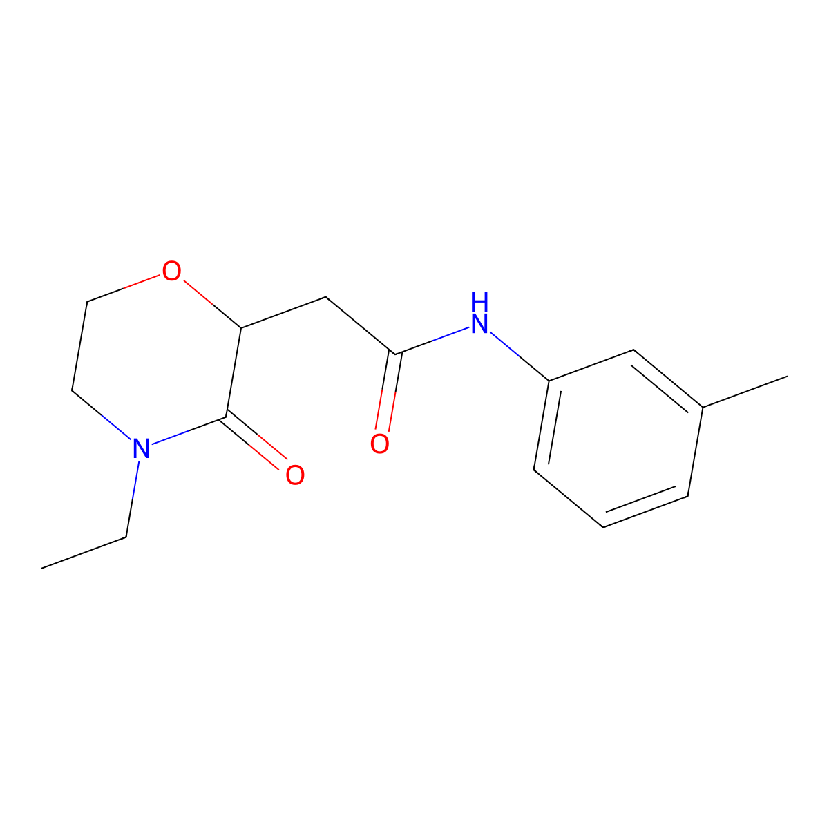2-(4-ethyl-3-oxomorpholin-2-yl)-N-(3-methylphenyl)acetamide molecular structure, CAS 669718-98-3