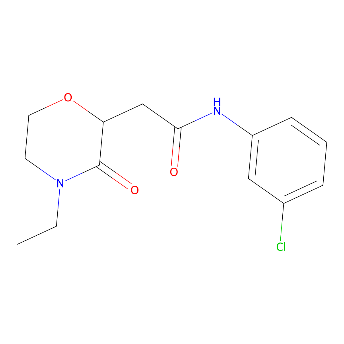 N-(3-chlorophenyl)-2-(4-ethyl-3-oxomorpholin-2-yl)acetamide molecular structure, CAS 669719-00-0